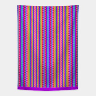 Bold Wiggly Rainbow Stripes Tapestry