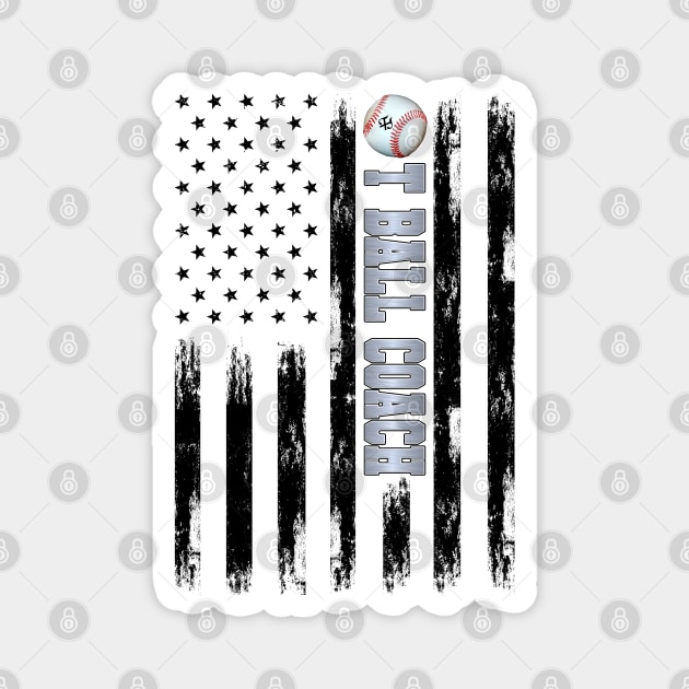 T-BALL COACH BLACK AMERICAN FLAG SILVER Magnet by Turnbill Truth Designs