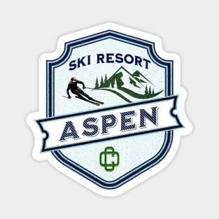 Aspen Colorado Ski Resort Badge Magnet