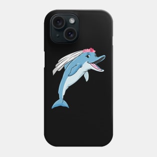 Dolphin as bride with veil and flowers Phone Case