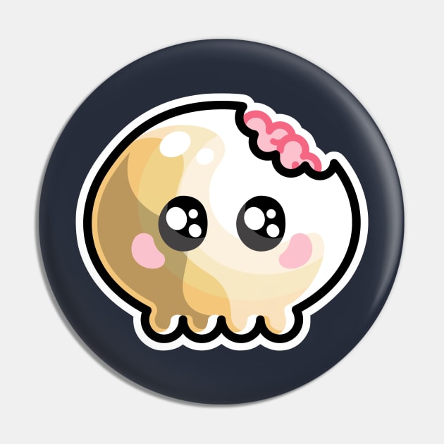 Kawaii Cute Skull and Brains Pin by freeves