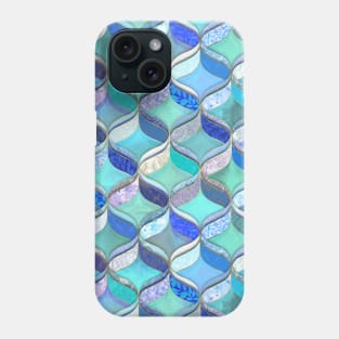 Patchwork Ribbon Ogee Pattern in Blues & Greens Phone Case