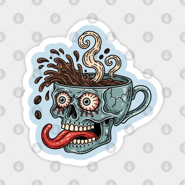 Spooky Skull Coffee Mug Magnet by enrynz