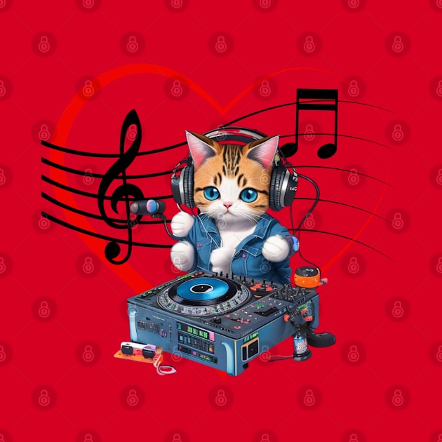 cat Dj love music by designGuru123