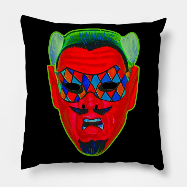 Masked Devil Pillow by TJWDraws