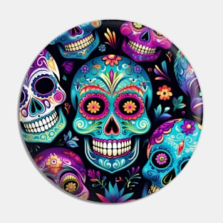 Sugar Skulls in Bright Colors Pin