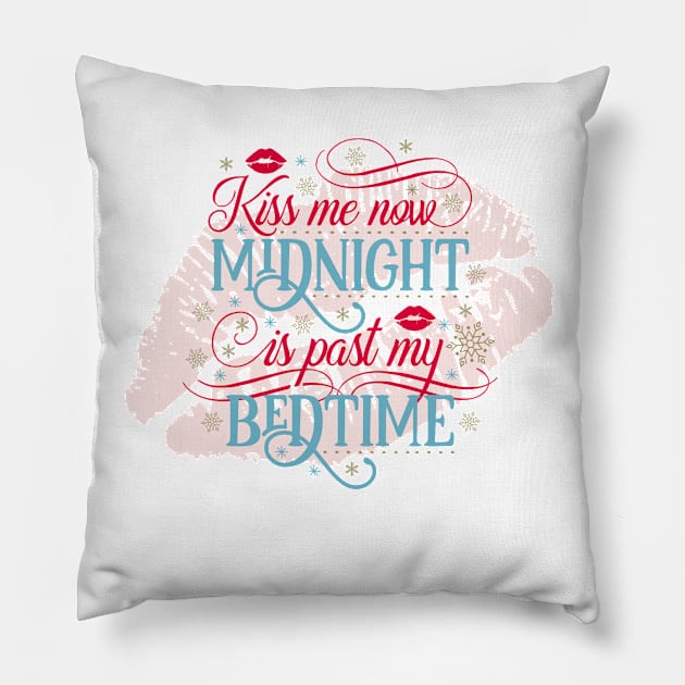Kiss Me Now Funny New Year Graphic Pillow by KellyCreates