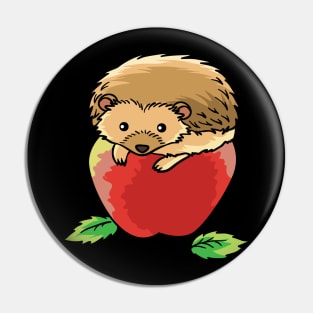 A cute hedgehog with an apple Pin