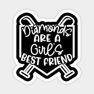 Diamonds Are A Girls Best Friend Softball Baseball Cute Magnet