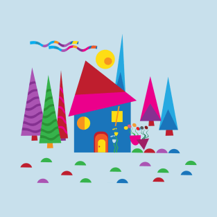 Little House in the Woods Kandinsky Style Illustration T-Shirt