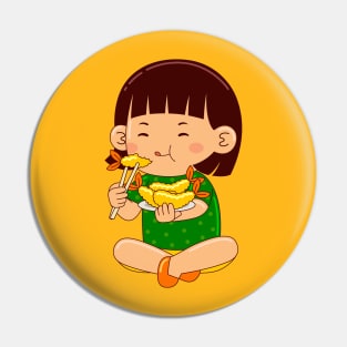 girl kids eating tempura Pin