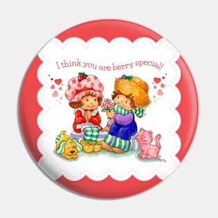 I Think You Are Berry Special! Vintage Strawberry & Huck Fanart Doily Version Pin