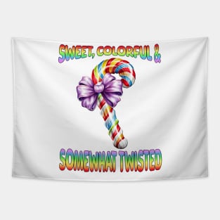 Sweet Colorful and Somewhat Twisted candy cane design Tapestry