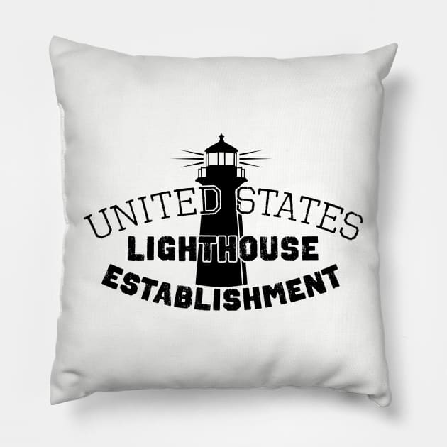 United States Lighthouse Establishment Pillow by Meta Cortex