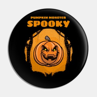 Pumpkin Monster Spooky Pin