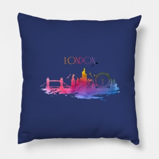 London Watercolor Skyline Pillow