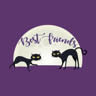 Happy Halloween , Black Cats ,Best Friends , Moon T-Shirt
