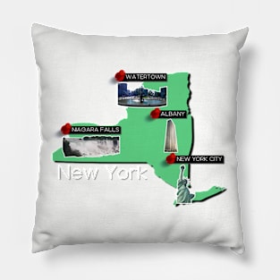 New York State Map Pillow