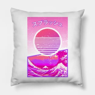 Japanese Splash Vaporwave Pillow