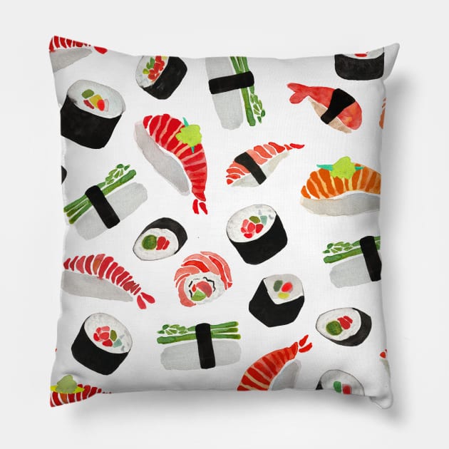 Sushi Pattern Pillow by AmayaBrydon