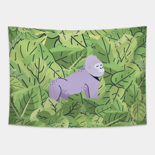 Gorilla in Leaves Tapestry