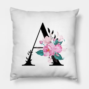 Floral Alphabet A Pillow