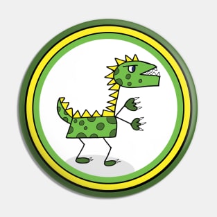 little Green t-rex Dinosaur Illustrations Pin