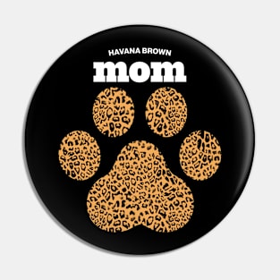 Haute Leopard Havana Brown Mom Cat Paw With Rich Leopard Print Pin