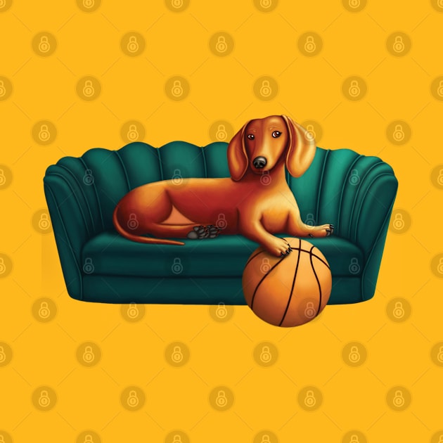 Dachshund on a couch by SqwabbitArt