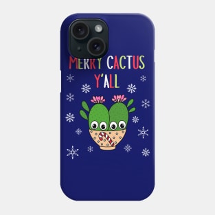 Merry Cactus Y'all - Cacti Couple In Christmas Candy Cane Bowl Phone Case