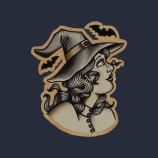 Vintage witch tattoo design. T-Shirt