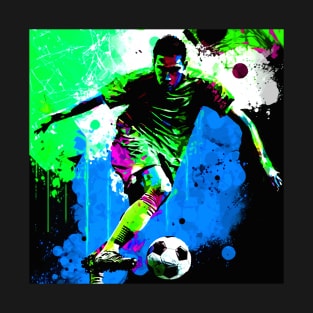 Soccer Player Graffiti Art Splash Paint T-Shirt