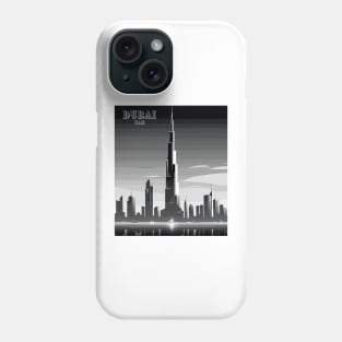 Dubai, UAE, Burj Khalifa, Black and White Travel Print Wall Art, Home Décor, Gift Art Phone Case