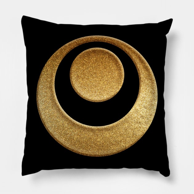 Okinawa Prefecture Symbol in Gold Faux Pillow by Takeda_Art