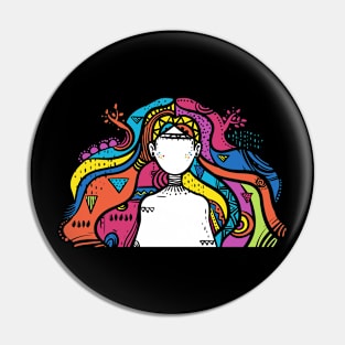 Colorful Elegant Girl Illustration Artwork Pin