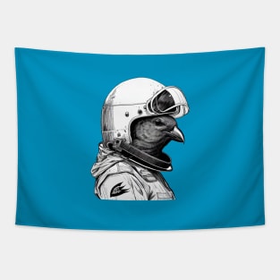 Retro Bird Astronaut Portrait Tapestry