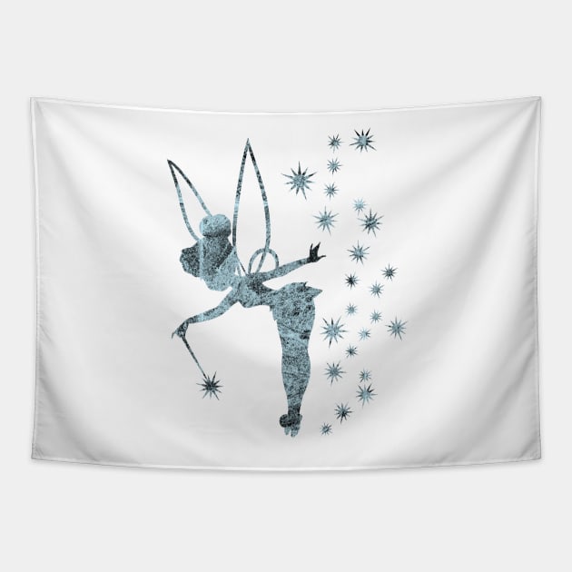 Blue Concrete Tinkerbell Ombre Sillhouette Tapestry by ijsw