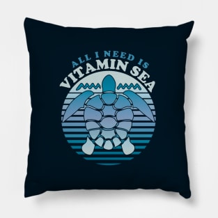 All I need is vitamin sea - Retro Turtle Pillow