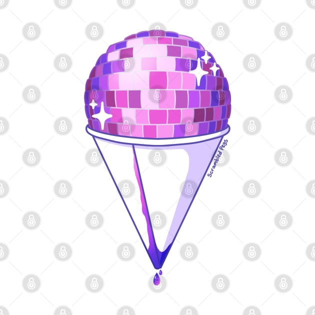 Disco Ball Snow Cone Shaved Ice Pink by scrambledpegs
