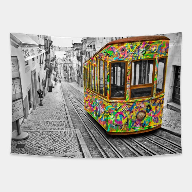 EXTRA - Lisbon Tram Revisited - Colorful Tapestry by benheineart