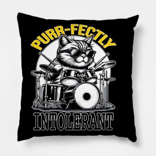 Cat Drummer, Purrfectly Intolerant Beat Master Pillow