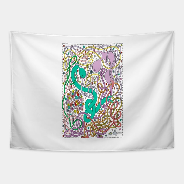 Mr Squiggly Flowers For Mom Tapestry by becky-titus