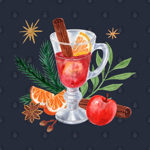 Mulled Wine Watercolor by Mako Design 