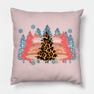 cool leopard pattern Christmas trees gift Pillow