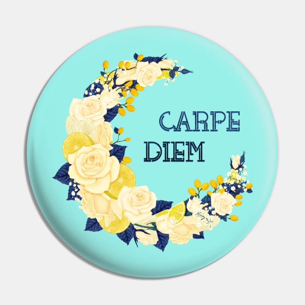 Full Bloom | Blue Carpe Diem Pin by hisameartwork