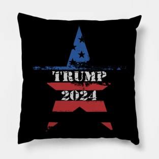 TRUMP 2024 Big Star Red White and Blue Design Pillow