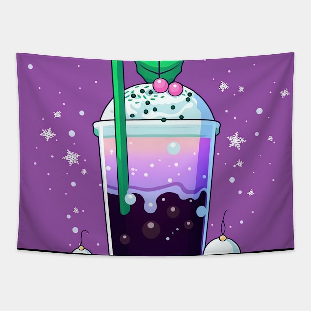 Christmas bubble tea Tapestry by Art8085