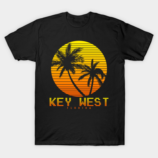 Discover Retro Vintage Key West City Florida Sunset Beach Palm Tree - Retro Vintage Key West City Florida Sun - T-Shirt