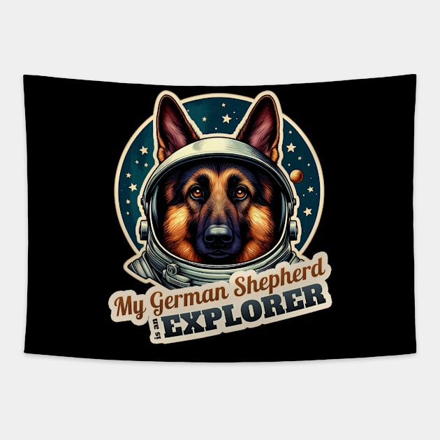 German Shepherd Astronaut Tapestry by k9-tee