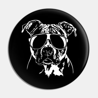 Funny American Pitbull Terrier with sunglasses Pin